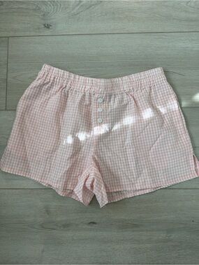 Beverly and Beck Pink Gingham Boxer Shorts Size M Coquette Lounge